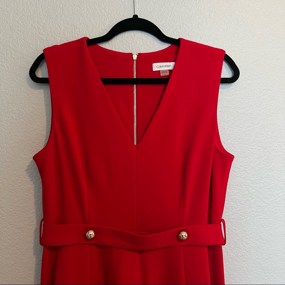 Red Calvin Klein midi dress size 12